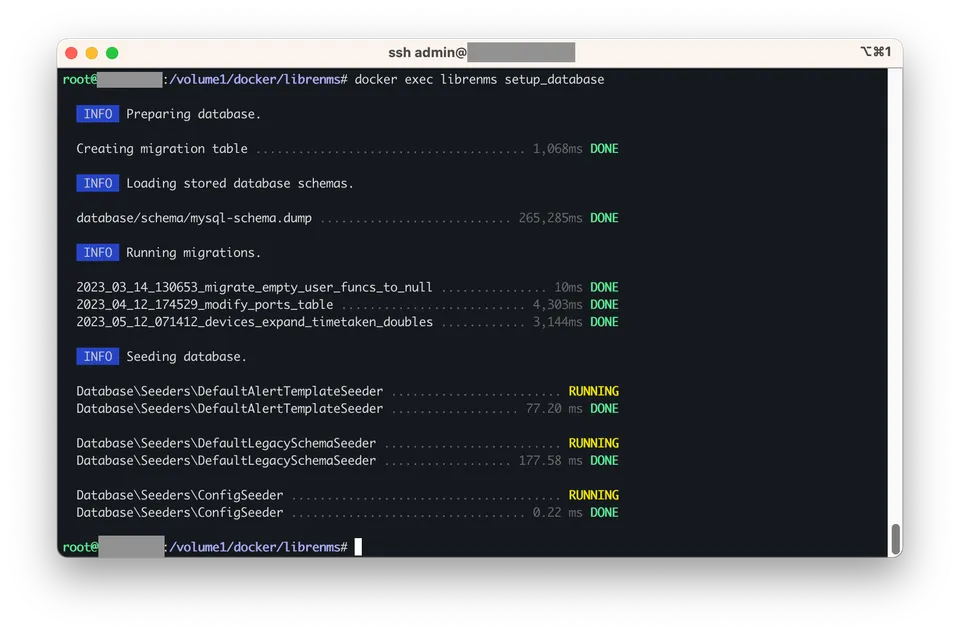 Photo - Setup MariaDB database complete
