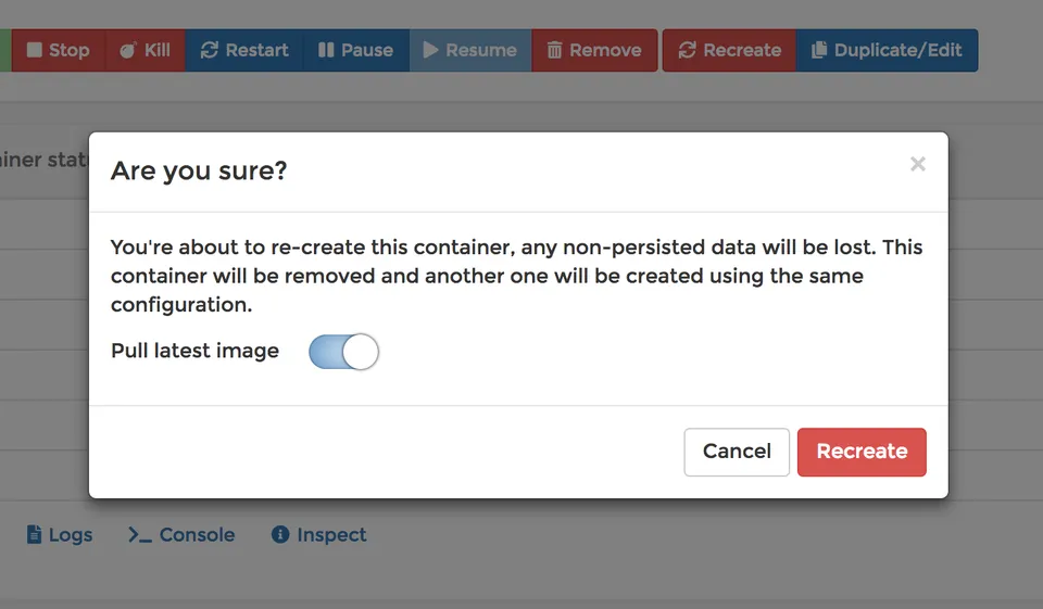 Photo - Ensure “Pull latest image” is turned on