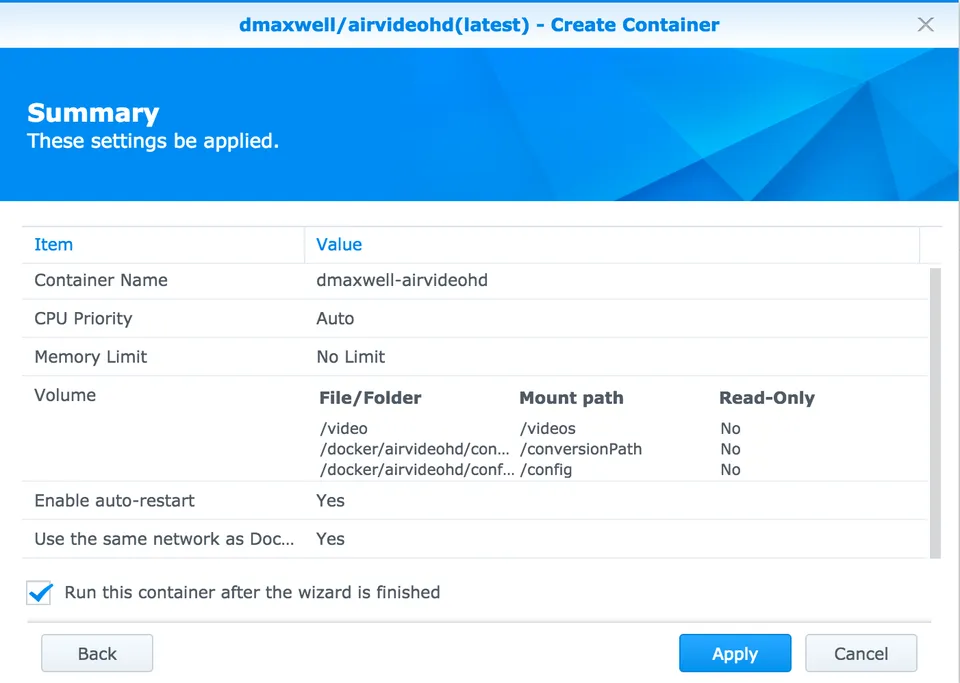 Photo - Create the airvideohd container