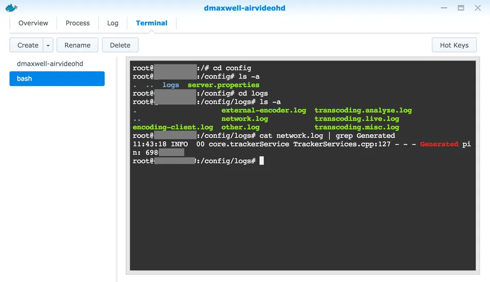 Photo - AirVideoHD Docker - Server PIN