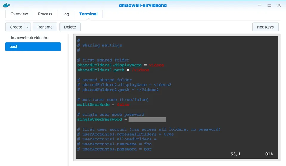 Photo - AirVideoHD Docker - server.properties